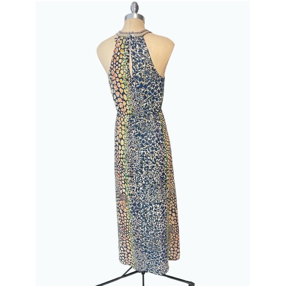HD in Paris by Anthropologie Myacamas beaded halter maxi dress Blue & gold multi - Picture 3 of 10